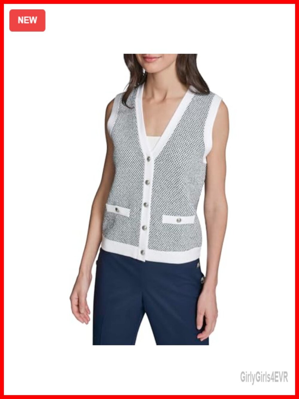 Sleeveless V-Neck Sweater Vest Classic Layering Pullover